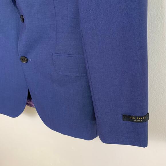 Ted Baker Endurance Size 42R Men's Wool Sport Coat Blazer Jacket Blue Business - Picture 3 of 12